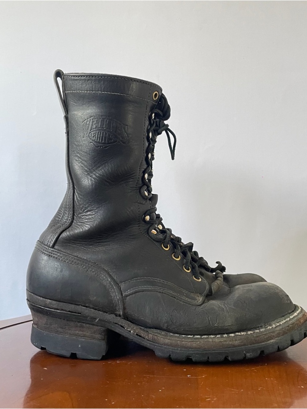 White’s Handmade Men’s Packer Leather Lace-Up Kiltie Logger Work Boots | 9.5